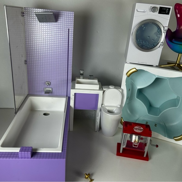 Rainbow High Doll House Bathroom with Tub & Sink Toilet More 2021 Fits 12" Dolls - Picture 4 of 6